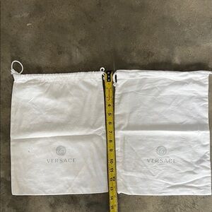 Versace White Logo Drawstring Dust Bags - Pair